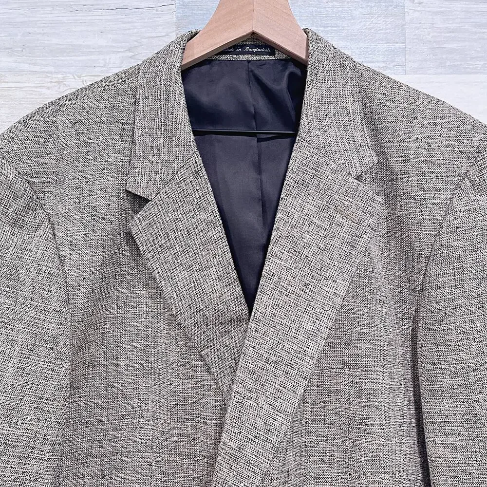 Savile Row 100% Silk Basketweave Sport Coat Blazer Jacket Taupe Brown Mens 46L